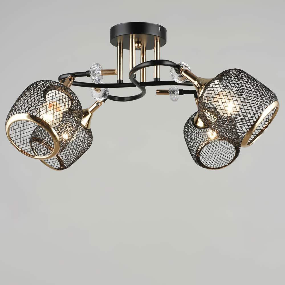 Люстра потолочная Lighthouse SRS-19436/4 BK/FGD с поворотным механизмом Черный/Золотой