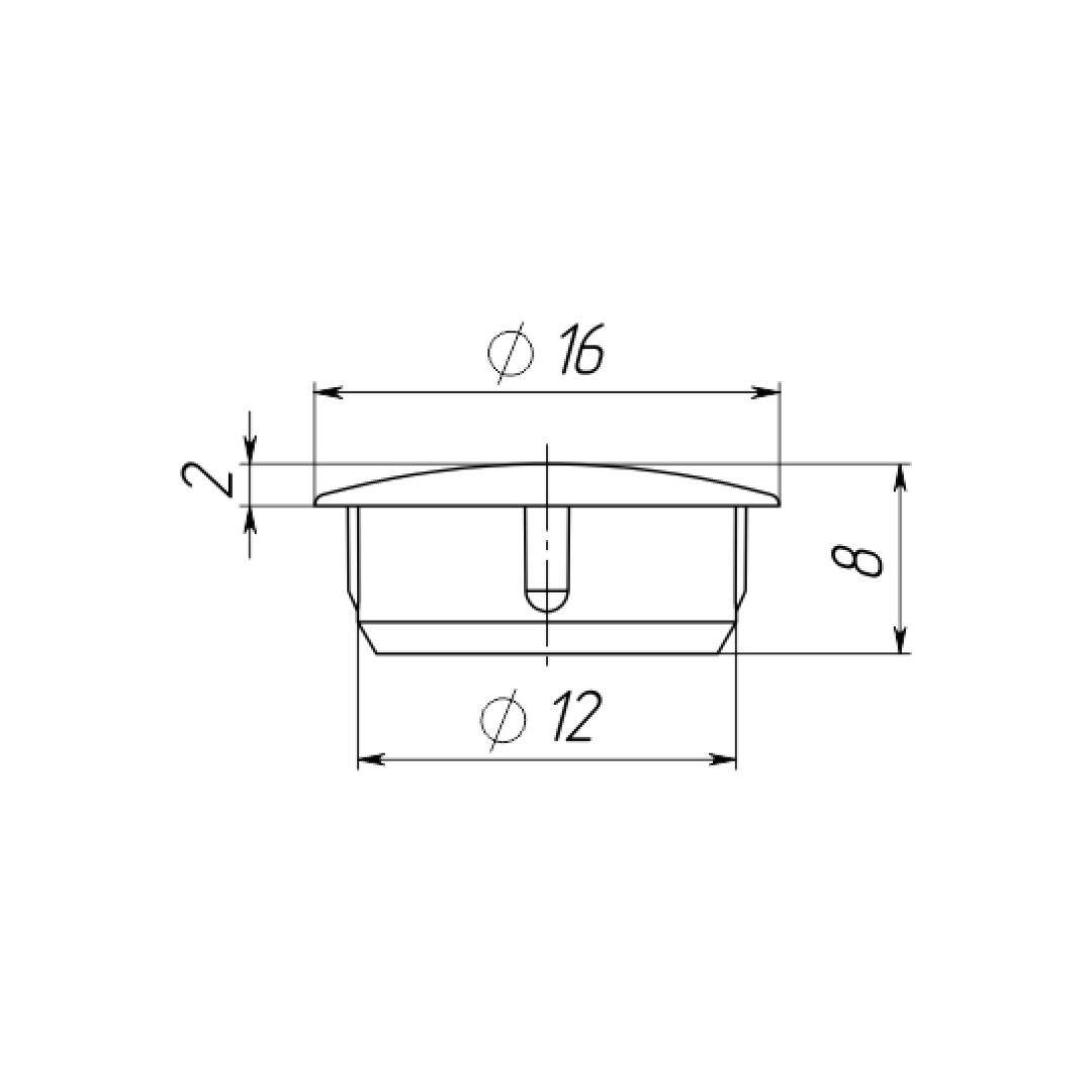 Заглушка мебельная для отверстий круглая плоская D 12 шляпка 16 мм 1 шт. Белый (1831585341/К0375) - фото 2