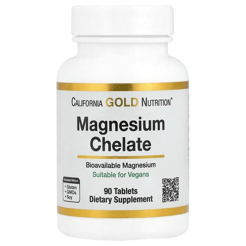 Магний хелат 105 мг California Gold Nutrition Magnesium Chelate для сердца и нервной системы 90 таблеток (2101633761)