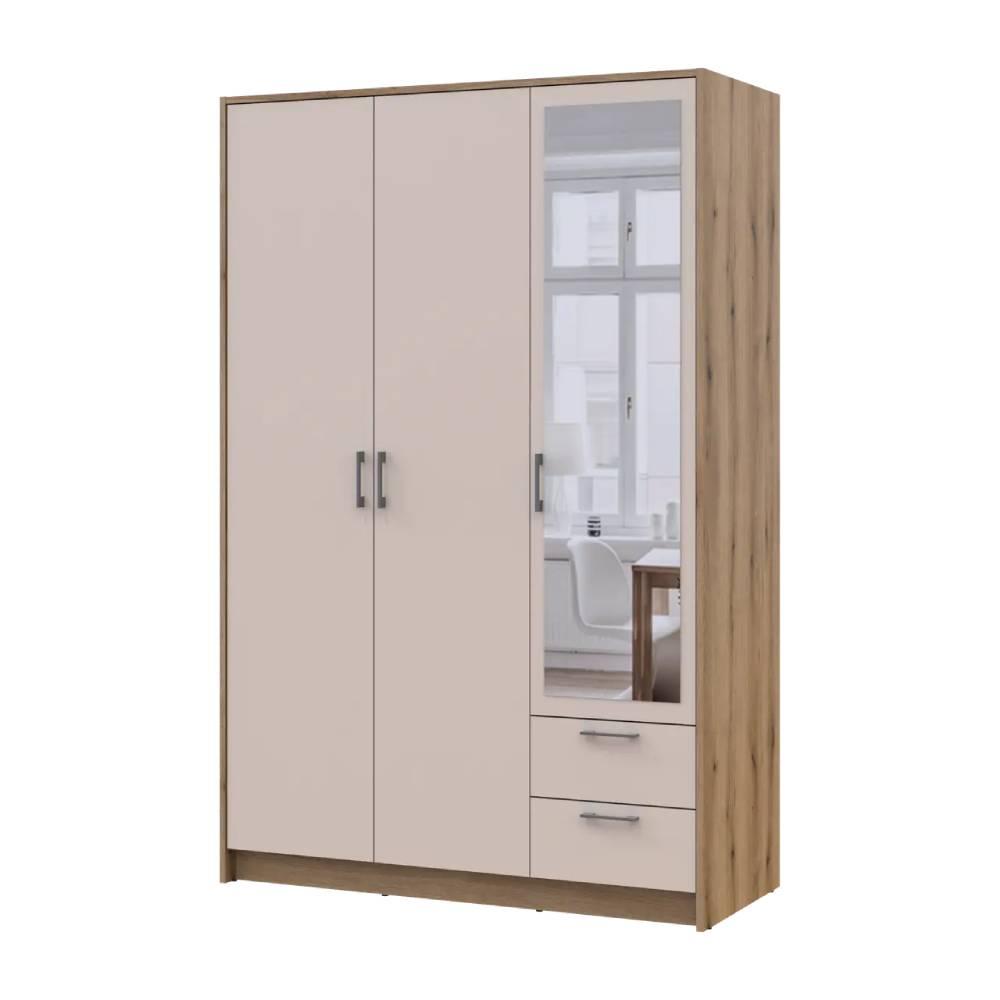 Шкаф Doros Ронди DRS-011673 с зеркалом 3ДСП 121х52х195 см Дуб Артизан/Кашемир (80737817)