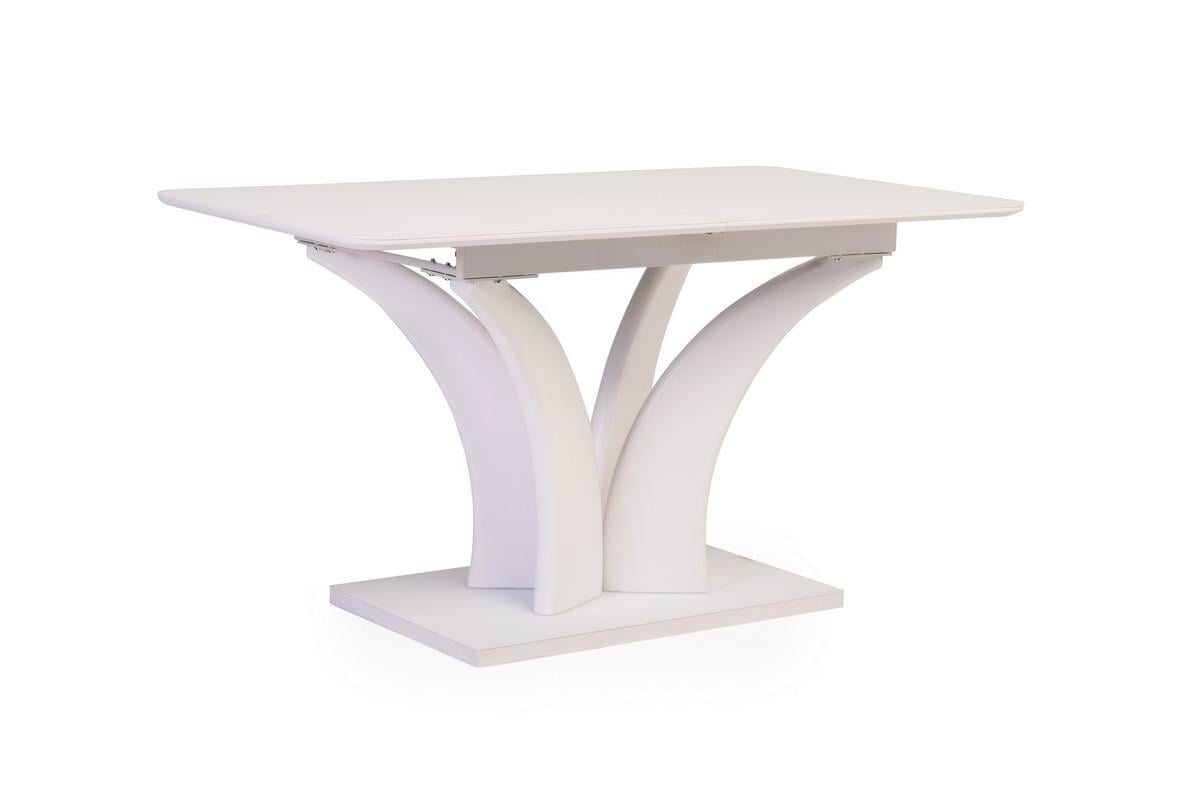 Стол обеденный прямоугольный раскладной Vetro Mebel TML-515 80х140/40 см МДФ/стекло Белый матовый (TML-515-mattе-white)