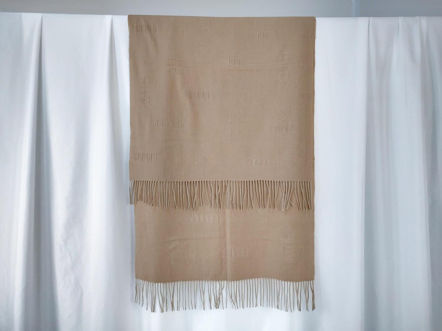 Шарф кашемировый с бахромой Бежевый (ШарфКаш100)