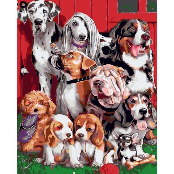 Картина по номерам Strateg Животные Лохматые друзья 40х50 см в термопакете (SY6204-mt)