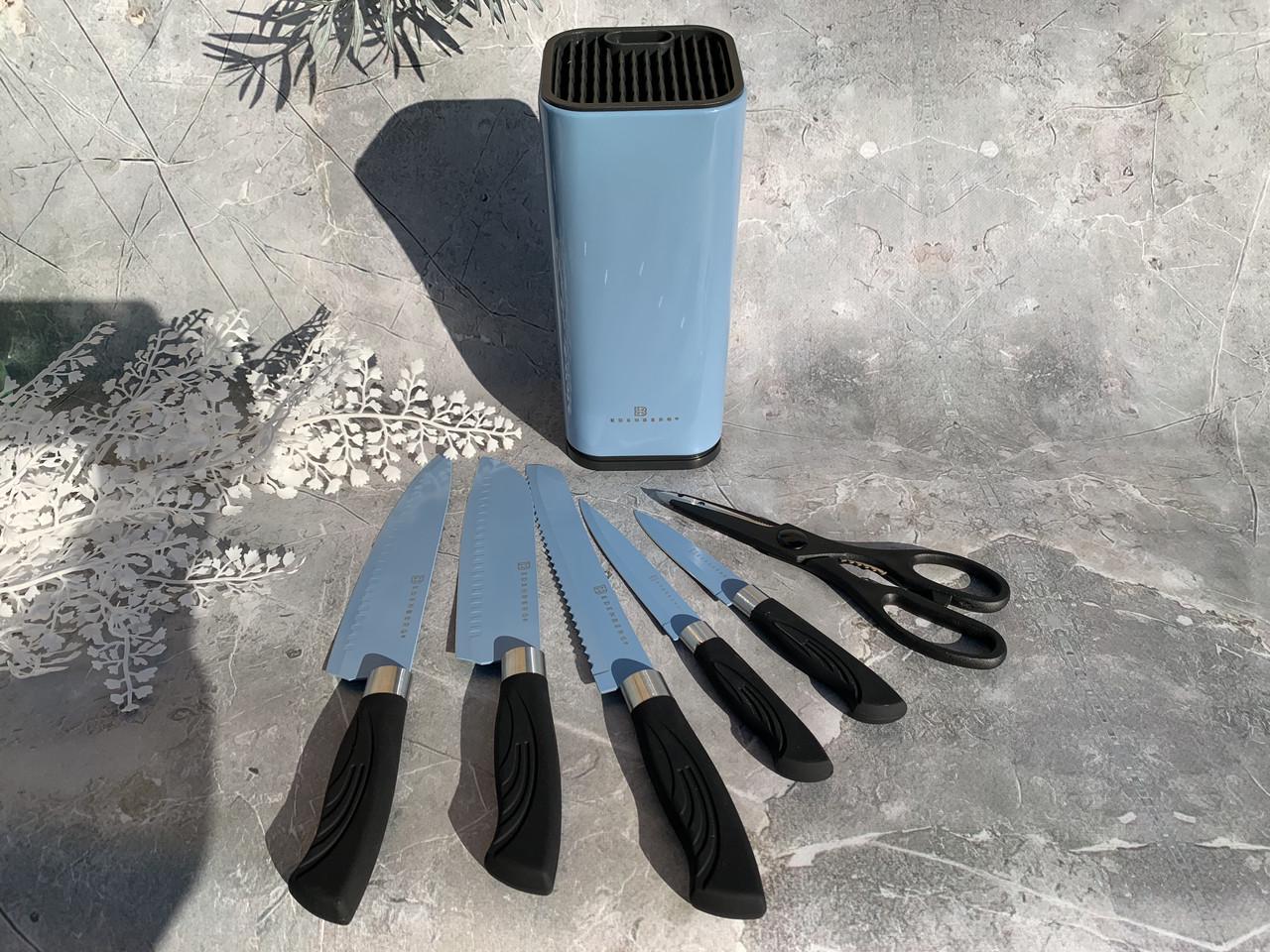 Набор кухонных ножей с подставкой Edenberg EB-11027 антибактериальное покрытие 7 предметов Голубой (2530555683) - фото 8 Набор кухонных ножей с подставкой Edenberg EB-11027 антибактериальное покрытие 7 предметов Голубой (2530555683) - фото 8