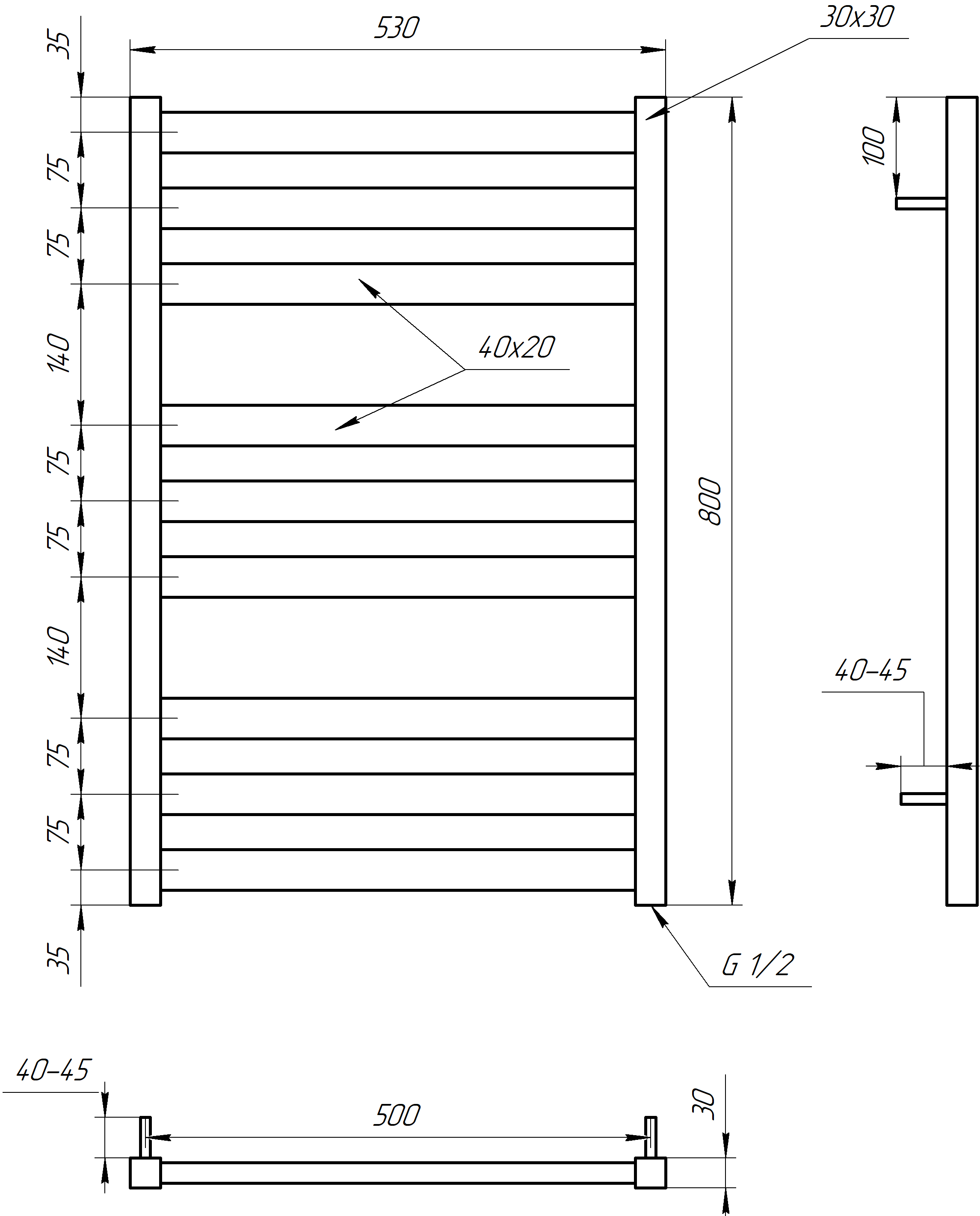 Рушникосушарка водяна Genesis Aqua Tristar flat 80x53 см Білий (2446-2) - фото 2