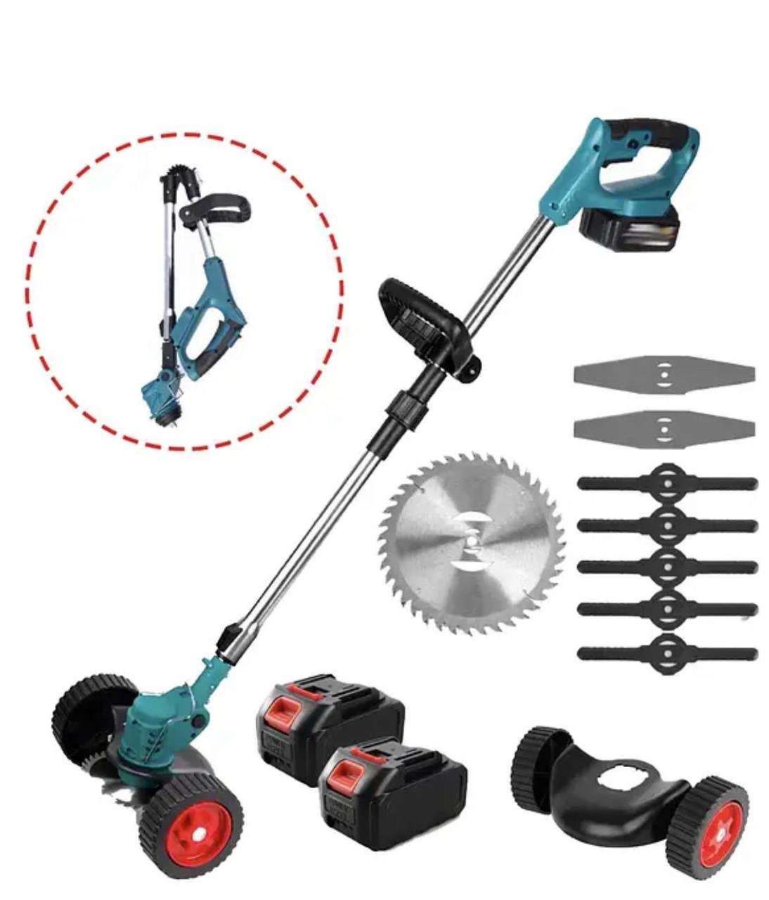 Тример садовый на колесиках ART 1301-1 48W 2 аккумулятора/14 насадок 5 А/ч (1301-1 GAZONA) - фото 4