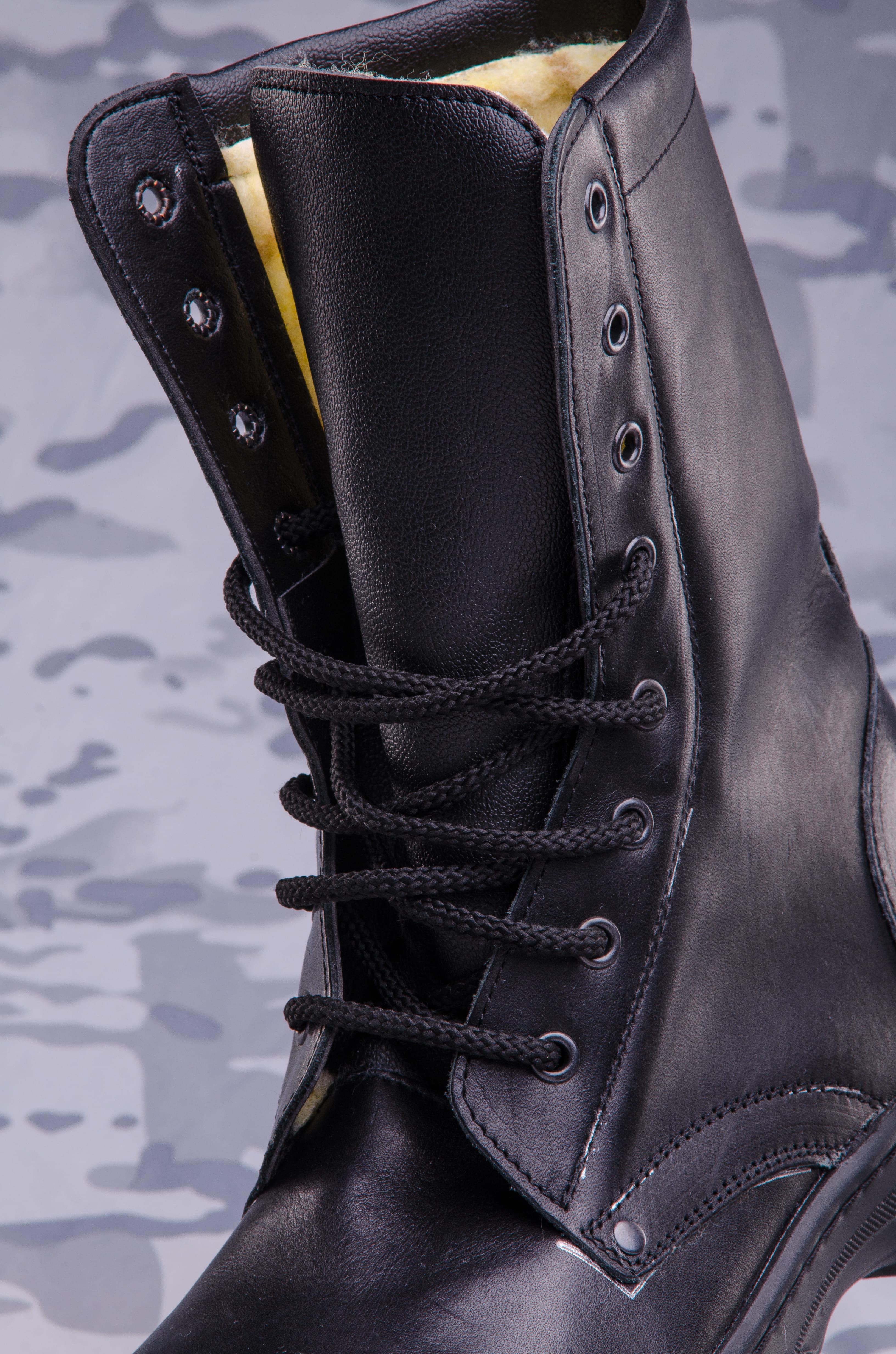 Берцы зимние FCTdesign НАТО из кожи и набивного меха р. 43 Черный - фото 6