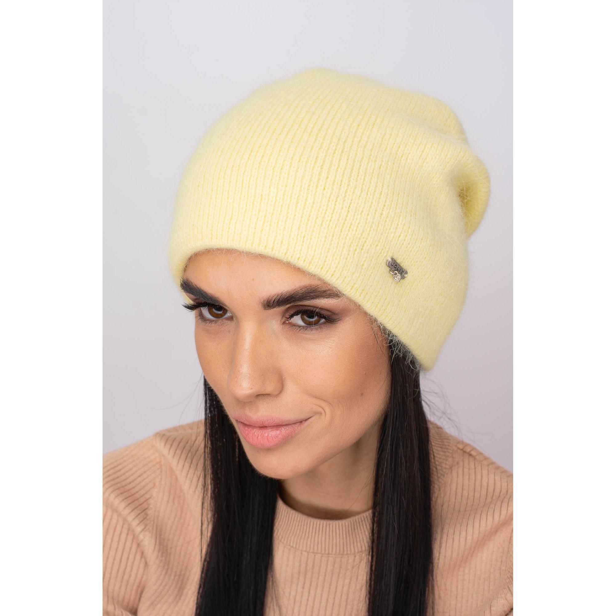 Шапка ангоровая женская Leks Виола one size Светло-желтый