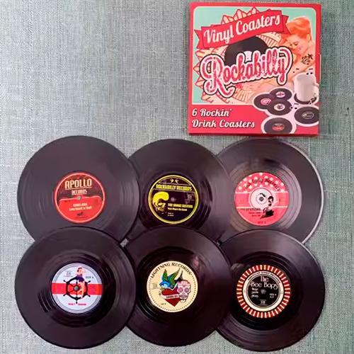 Подставки под кружки/бокалы Rockabilly Coasters в виде грампластинок 6 шт. - фото 4