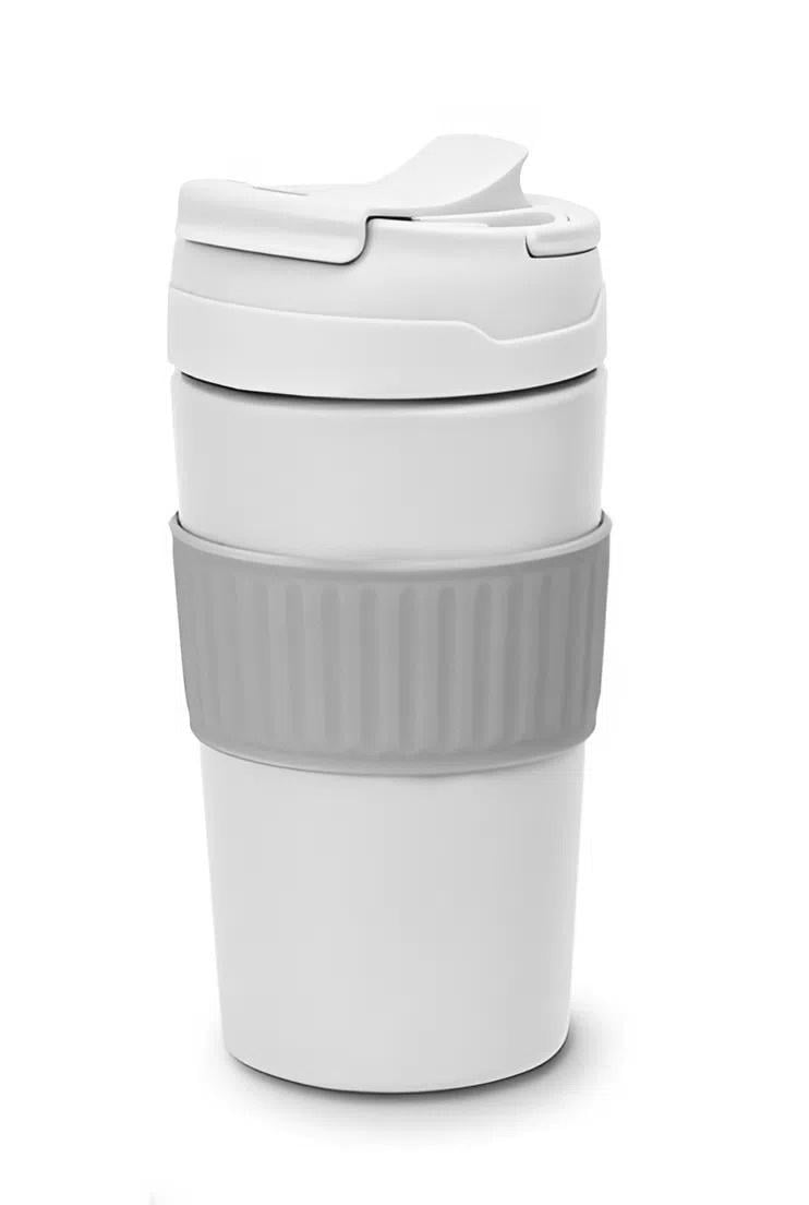 Склянка з кришкою для холодних напоїв 600 мл пластикова багаторазова White (31105)