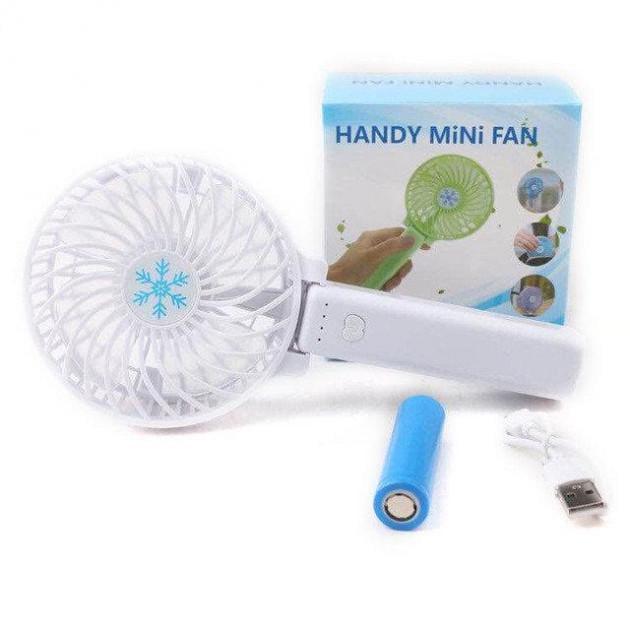 Портативный ручной вентилятор Handy mini fan с аккумулятором Белый (2077613a)