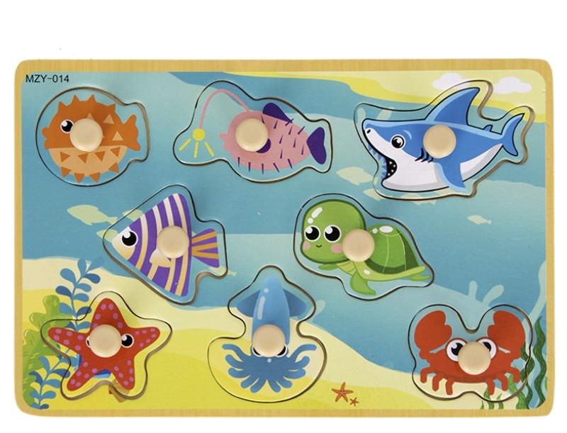Обучающий сортер-пазл Морские Животные деревянный