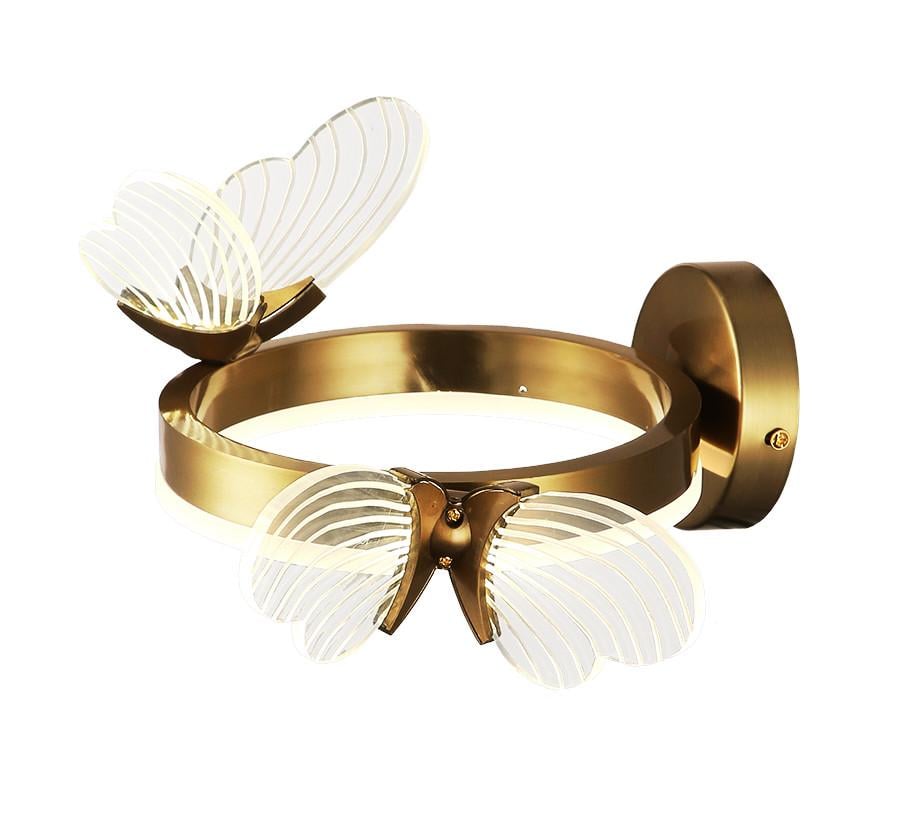 Бра светодиодное Levistella 918VP110 BRZ Кольцо с двумя декоративными хрустальными бабочками LED Бронзовый (1887932573)