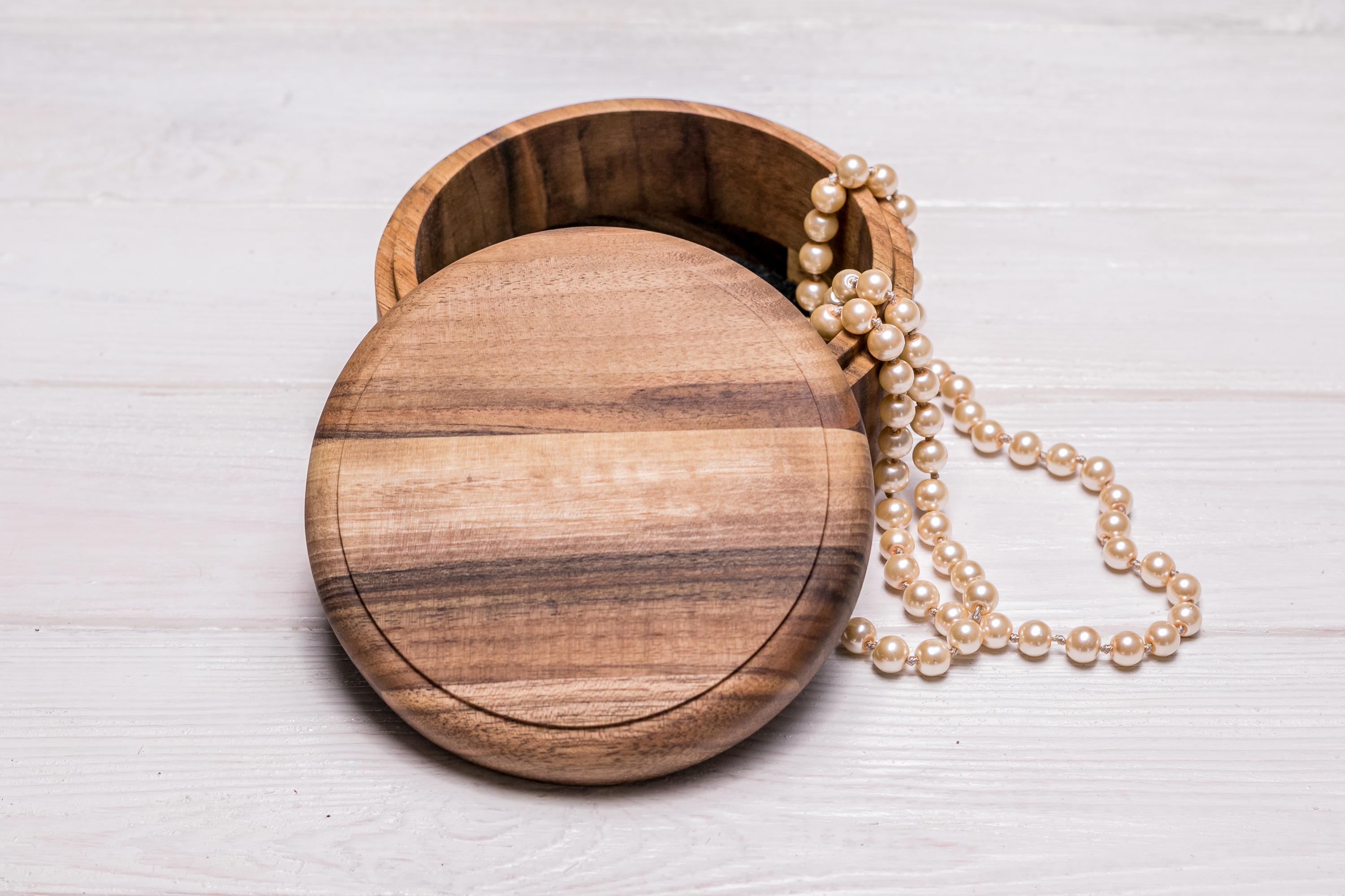 Шкатулка EcoWalnut деревянная круглая для украшений (EB-7) - фото 6