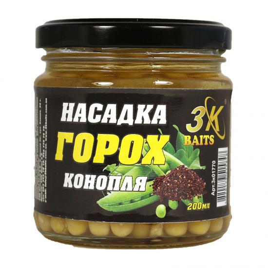 Насадка 3KBaits Горох Premium Конопля 200 мл (3KB1843) - фото 1