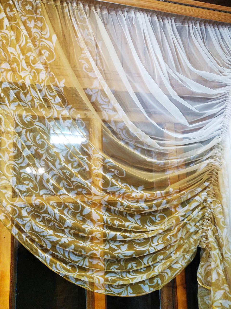 Занавеска кухонная Камелия амбре Горчичный - фото 3 Занавеска кухонная Камелия амбре Горчичный - фото 3