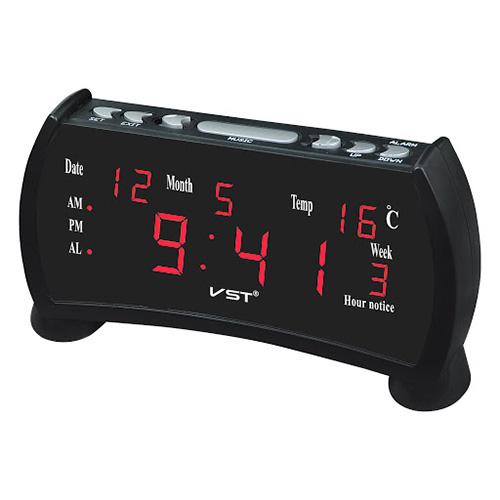 Часы сетевые VST-761WX-1 температура 220 V Красный (2093)