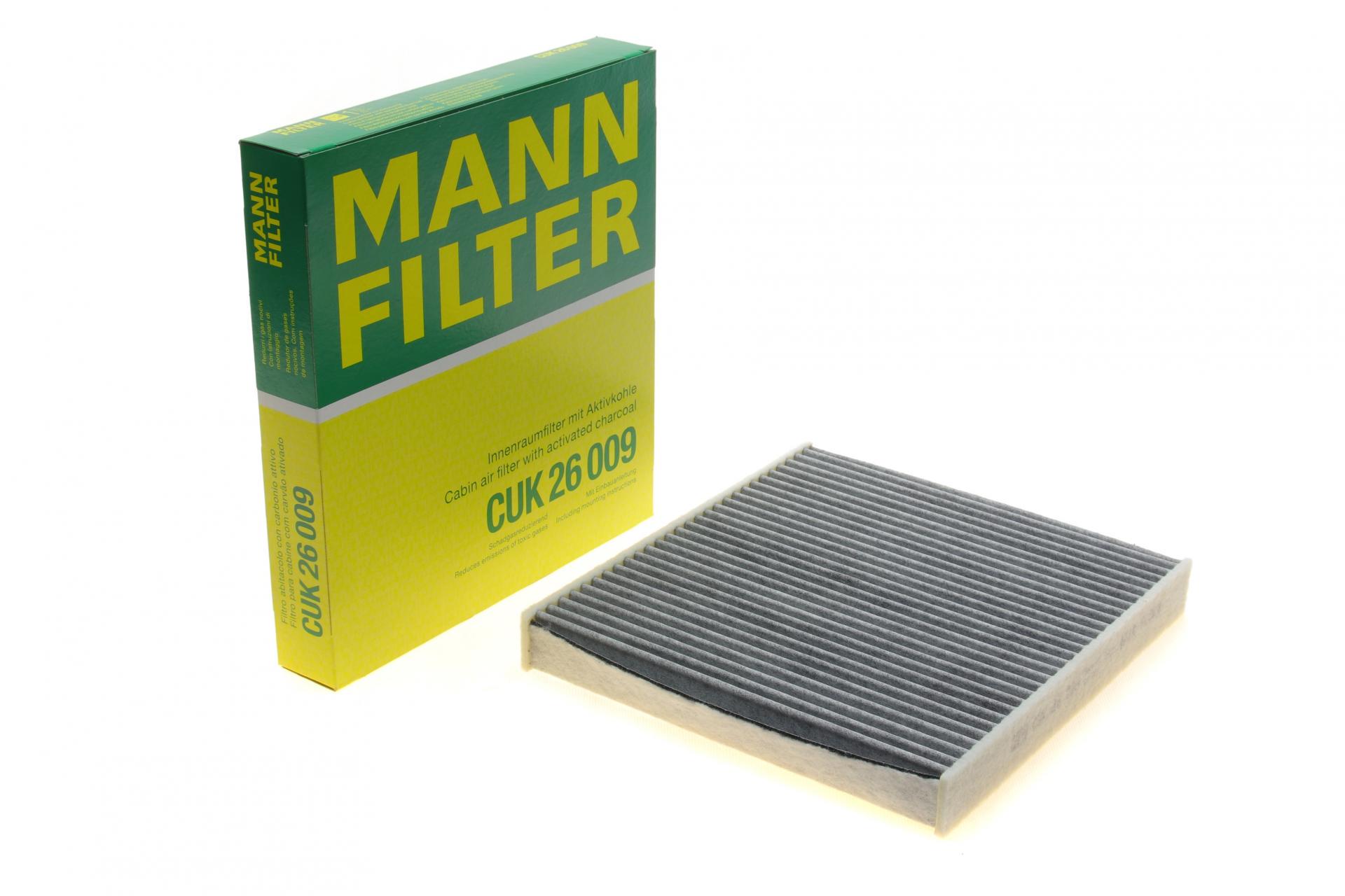 Фильтр салона Mann-Filter для VW Golf 1,2-1,4TSI/1,6-2,0TDI 12- угольный (CUK 26 009)