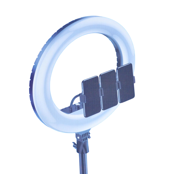 Кільцева лампа світлодіодна RL-14 для бьюті та фото салонів 3 тримачі/сумка/пульт 36 см (id_22579)