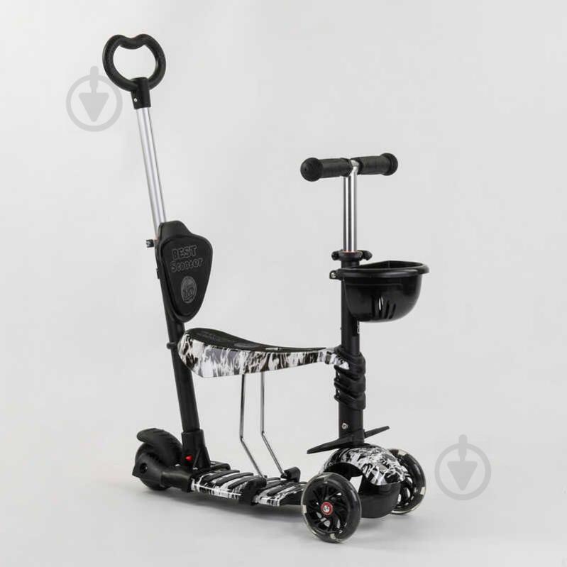 Самокат 5в1 Best Scooter, PU колеса, подсветка колес, Абстракция Black/White (102022)