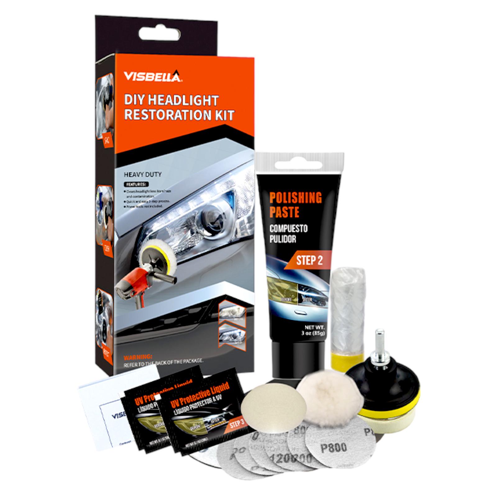 Набор для восстановления автомобильных фар VISBELLA DIY HEADLIGHT RESTORATION KIT Heavy Duty l