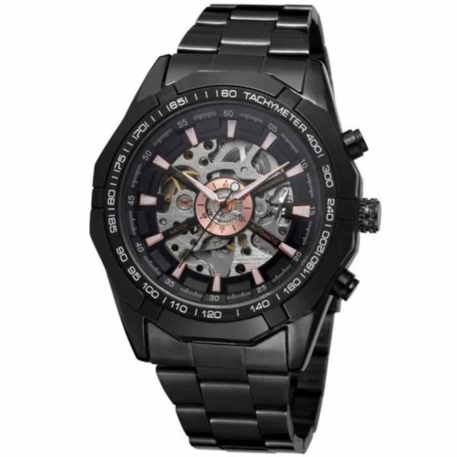 Часы Winner Timi Skeleton мужские механические с автоподзаводом водонепроницаемые Black