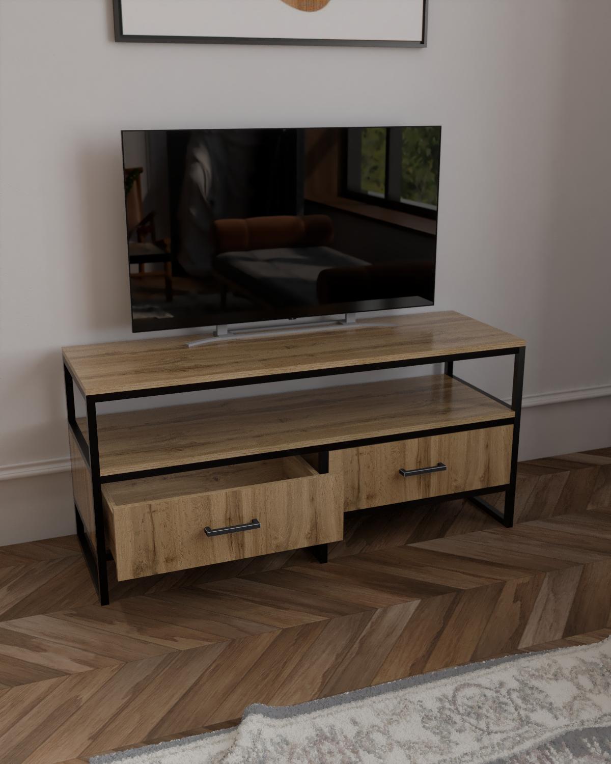 Тумба под телевизор EcoLoft Леванто DSP-1423-1 в стиле лофт Дуб Аппалачи (32514241)