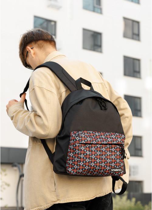 Городской рюкзак мужской Sambag Ornament тканевый Черный (6310331440)