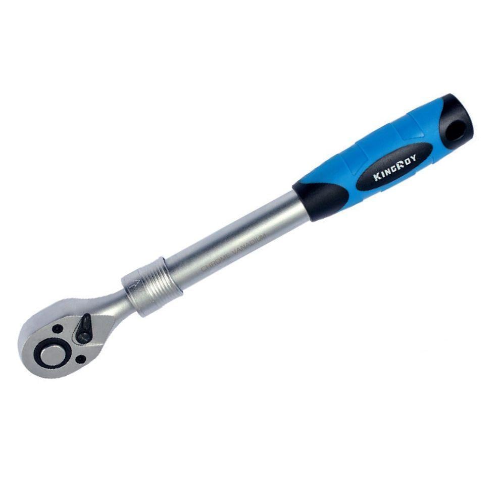 Трещотка реверсная KING ROY удлиненная 1/4" с неподвижной головкой 72 зуба телескопическая (31125)