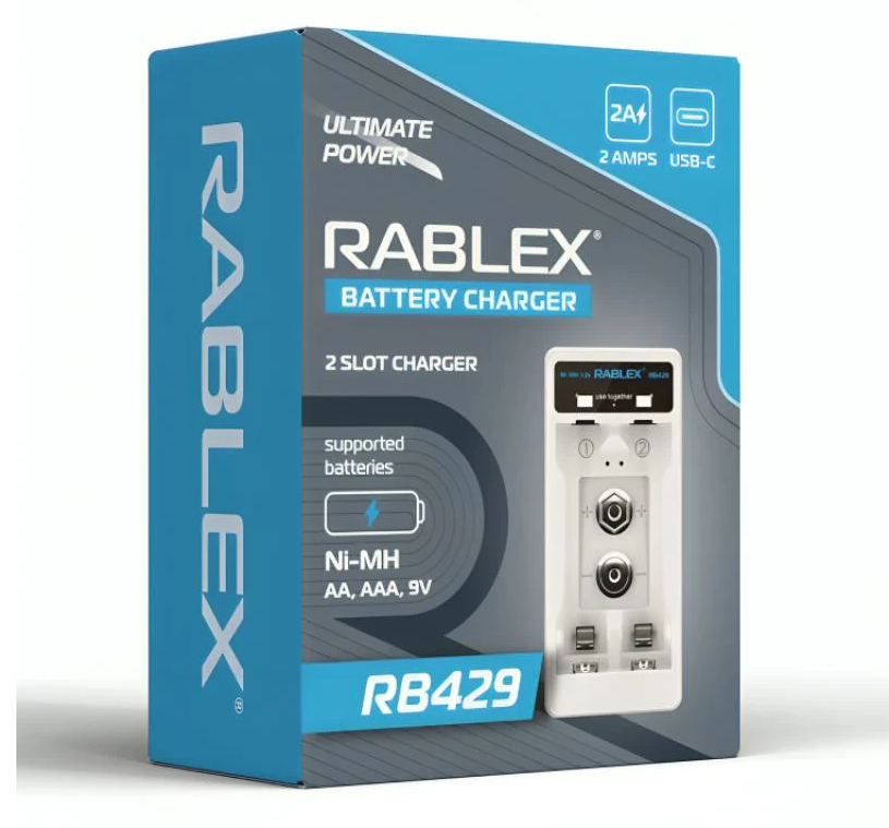 Зарядное устройство Rablex RB429 на 2 аккумулятора АА/ААА/крона