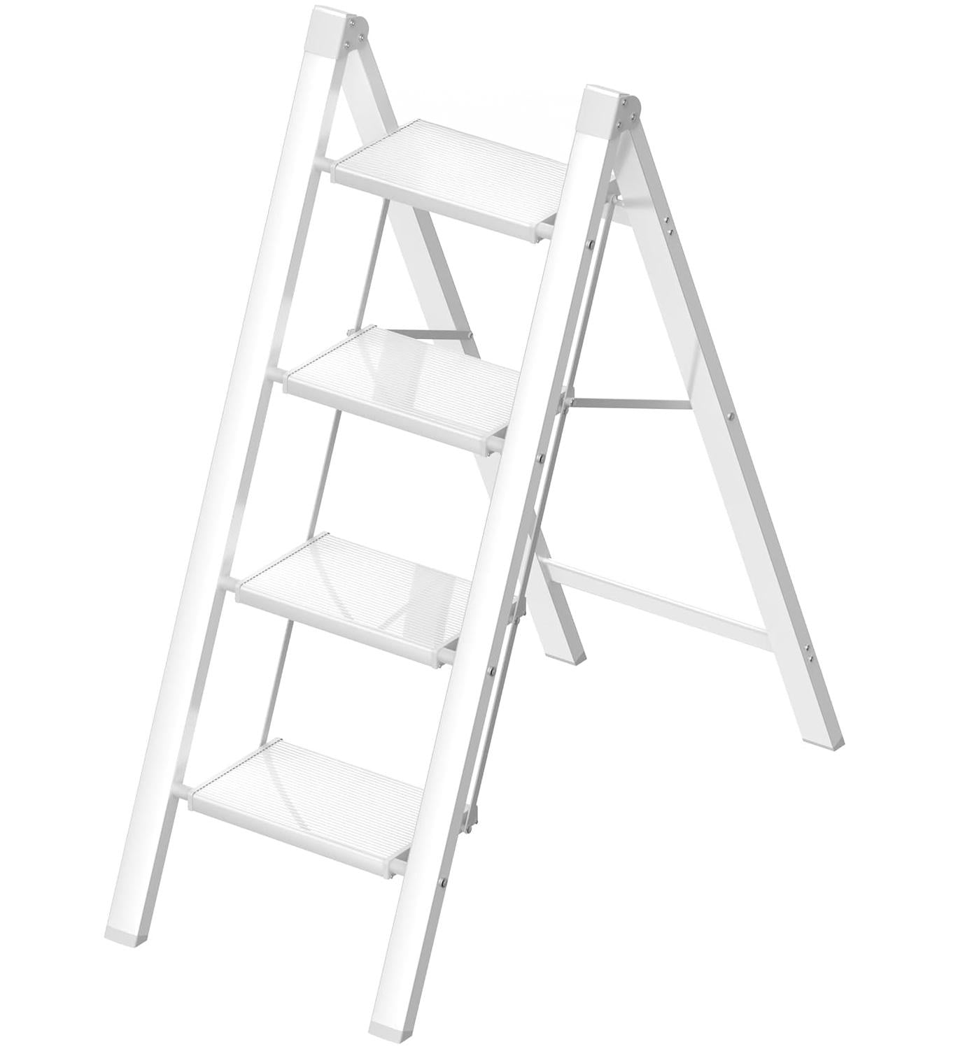 Лестница стремянка алюминиевая бытовая DOAKT Air A4 на 4 ступеньки складная до 150 кг White (A4-WH)
