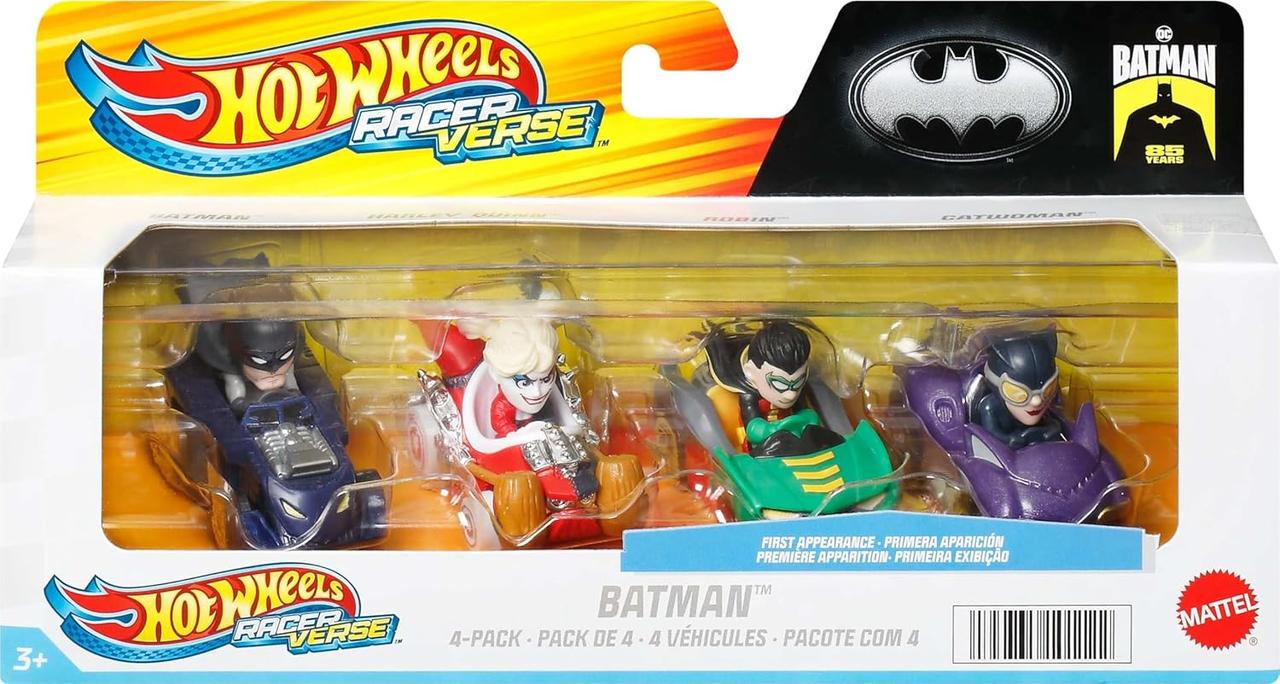Набор из 4-ти машинок Hot Wheels RacerVerse Batman Бэтмобиль/Харли Квинн/Робин/Женщина-Кошка (HKD33)