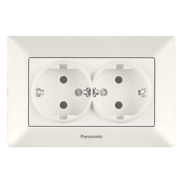 Розетка Panasonic Arkedia Slim двойная с заземлением Кремовой (23830992)