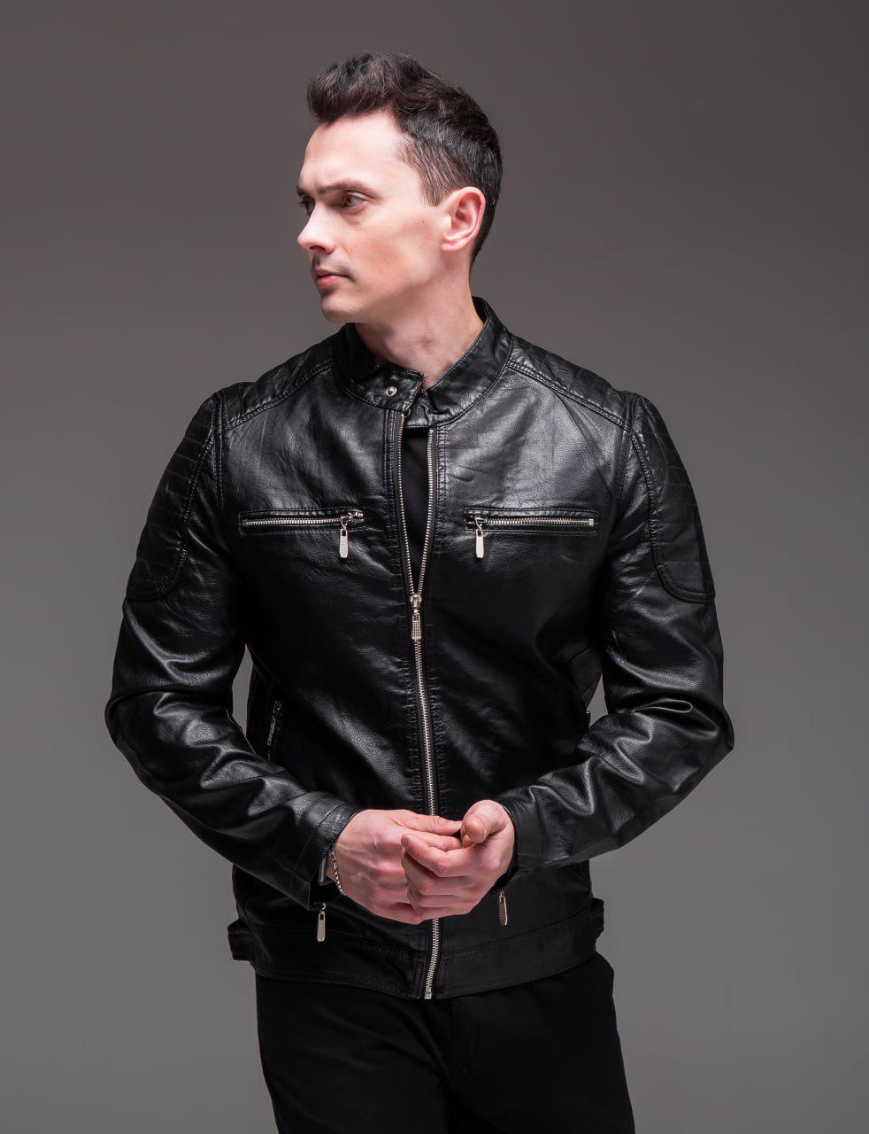 Куртка чоловіча з еко-шкіри M Чорний (2341/2) Куртка чоловіча з еко-шкіри M Чорний (2341/2)