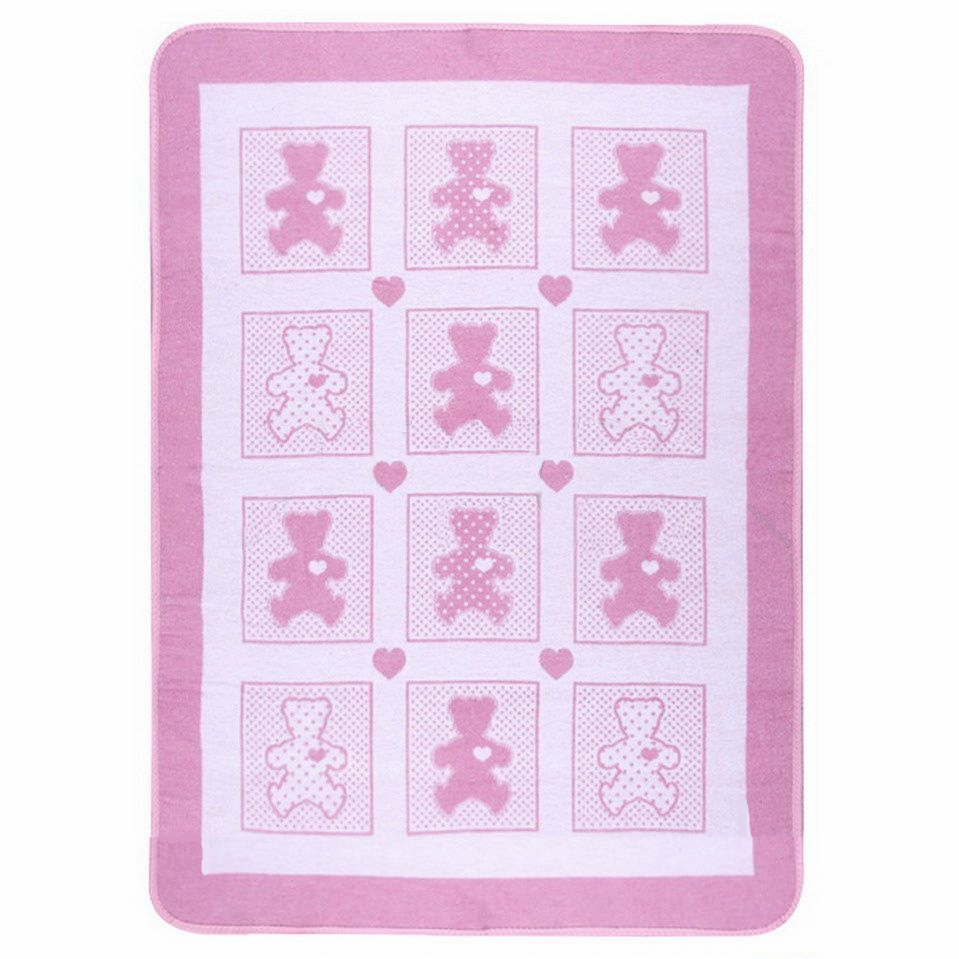 Детское одеяло хлопковое жаккардовое Vladi 100х140 Барни Бело-розовый (2000023454)