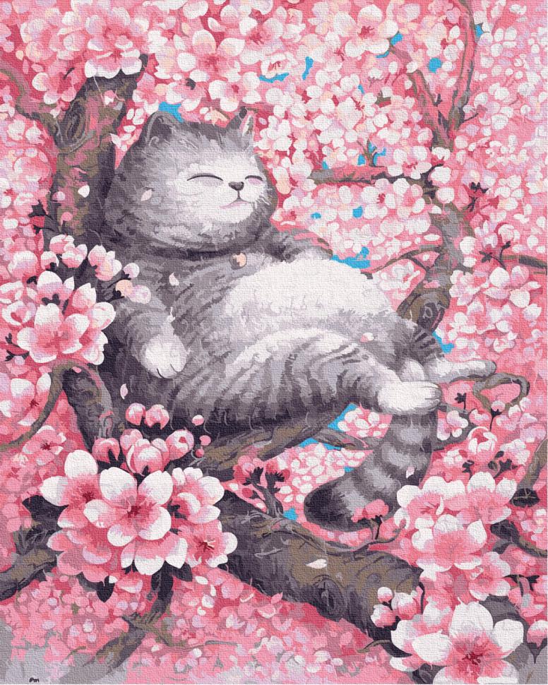 Картина по номерам Rainbow Art Кот в цветущем саду (GX35033-RA)