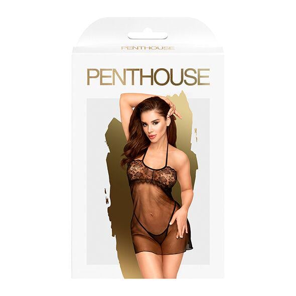 Приталена сорочка-сітка зі стрінгами Penthouse All Yours L/XL Black - фото 2