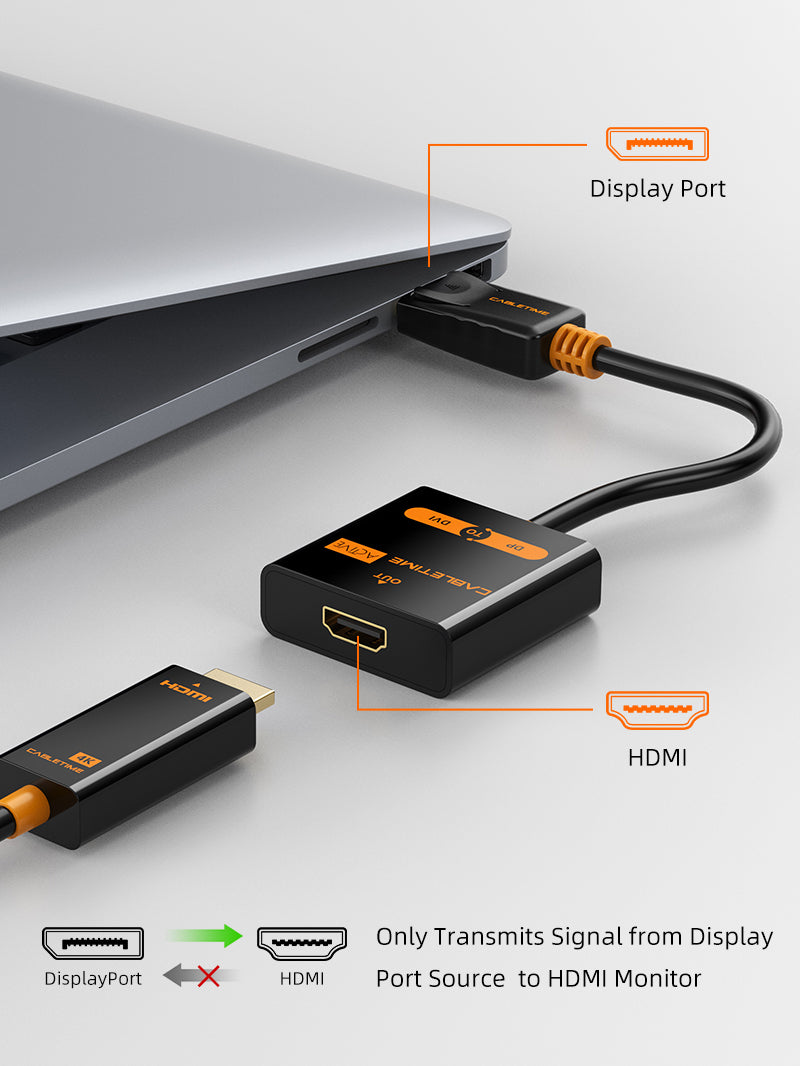 Перехідник Сabletime DisplayPort HDMI v2.0 4K 30hz 0,2 м (CP20B) - фото 2