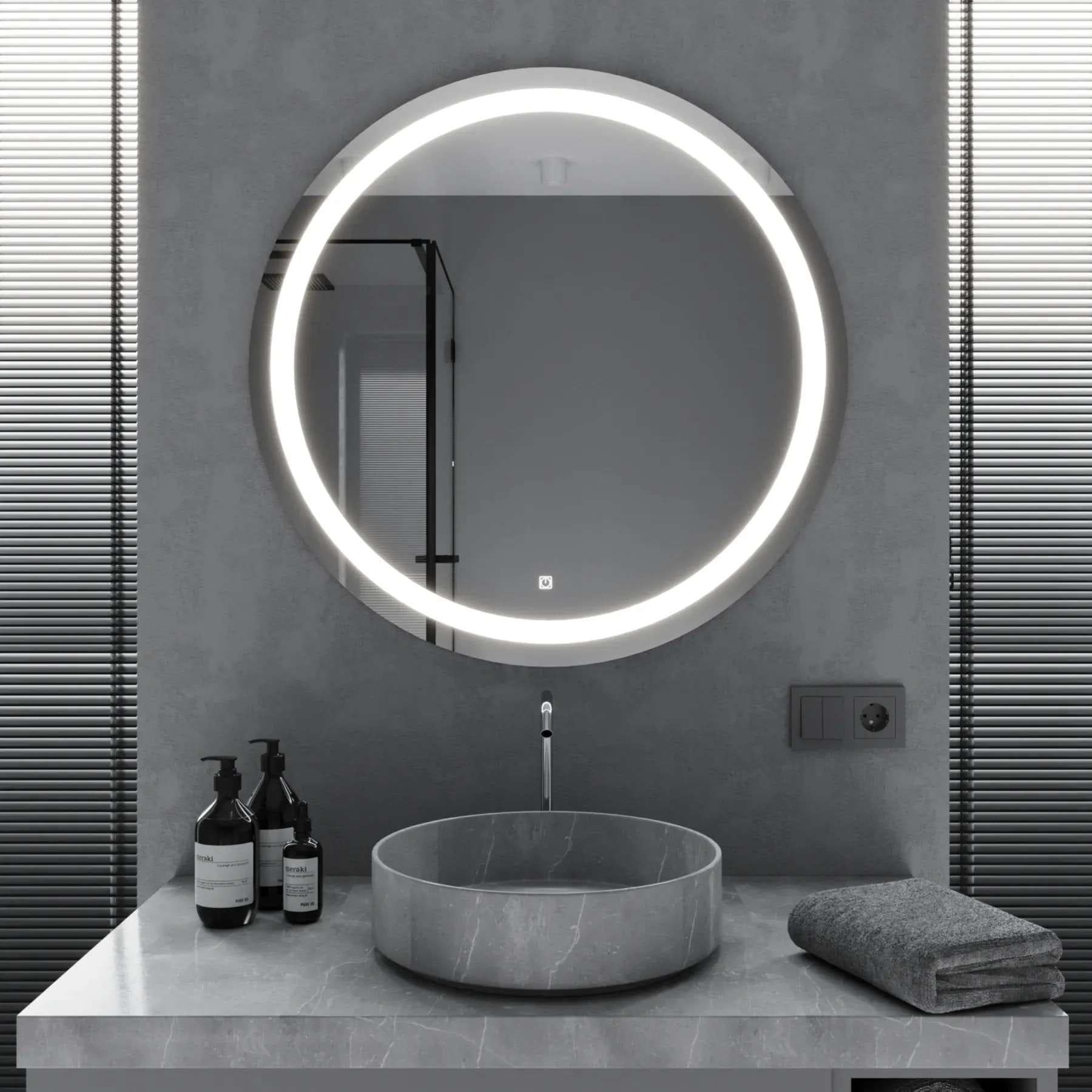 Зеркало для ванной комнаты Mironiks круглое с фронтальной LED-подсветкой 900x900 мм (FR-MRKS-308426)