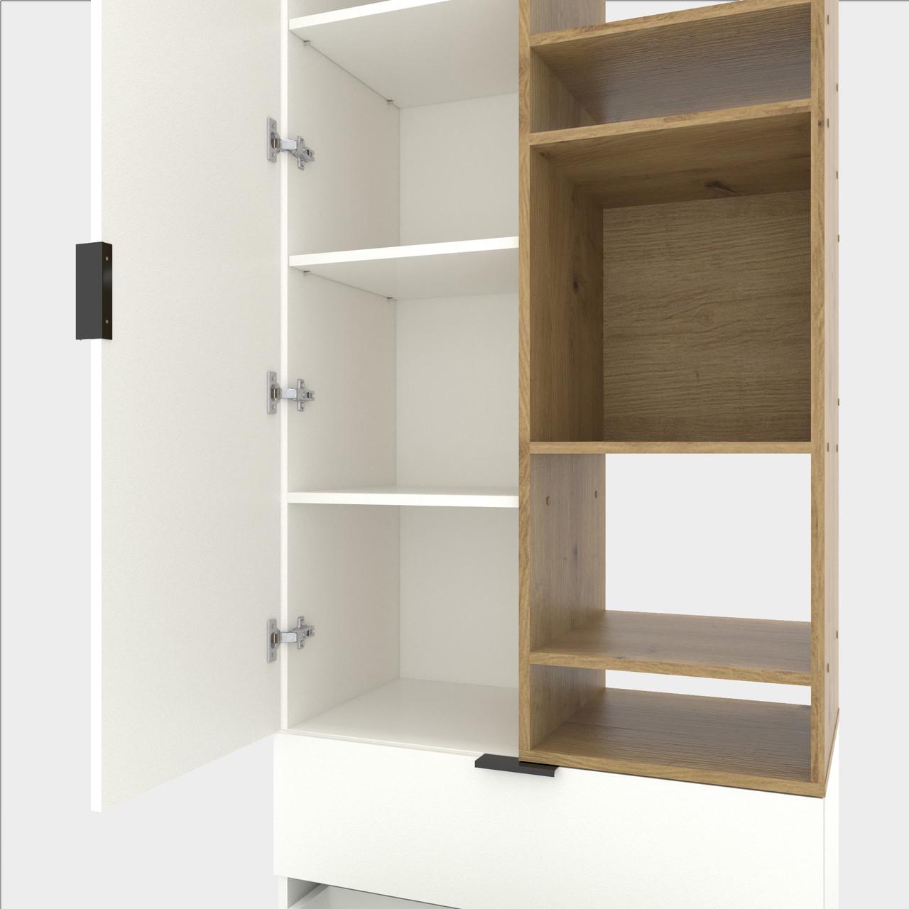 Шкаф Metkas Home A001R ЛДСП 800x420x2300 мм Белый Снег/Дуб Артизан - фото 3