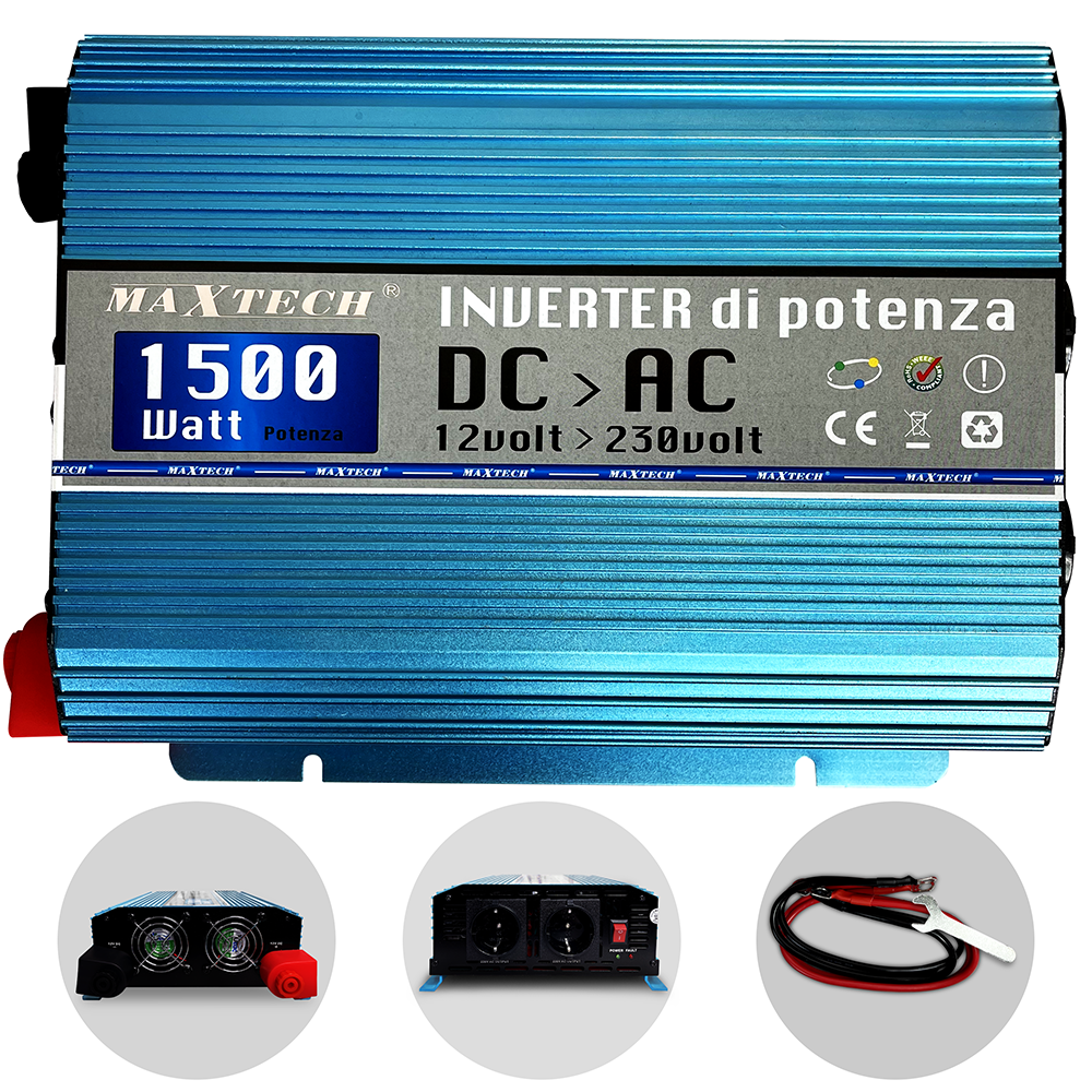 Автомобільний інвертор MaxTech HN-1500-12 1500 Ват 1500 W з правильною синусоїдою чистий синус для котла 1,5 кВт - фото 8