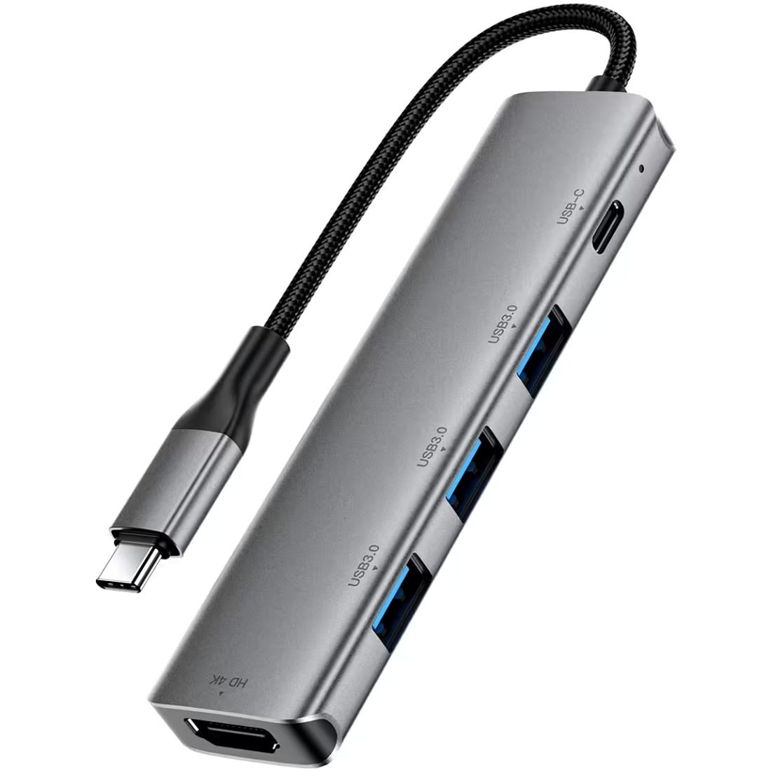 USB-хаб Acefast J16 5в1 USB3.0 Type-C to HDMI4K/3xUSB-A 3.0/USB-C PD 90W Hub Grey (6974316285915)