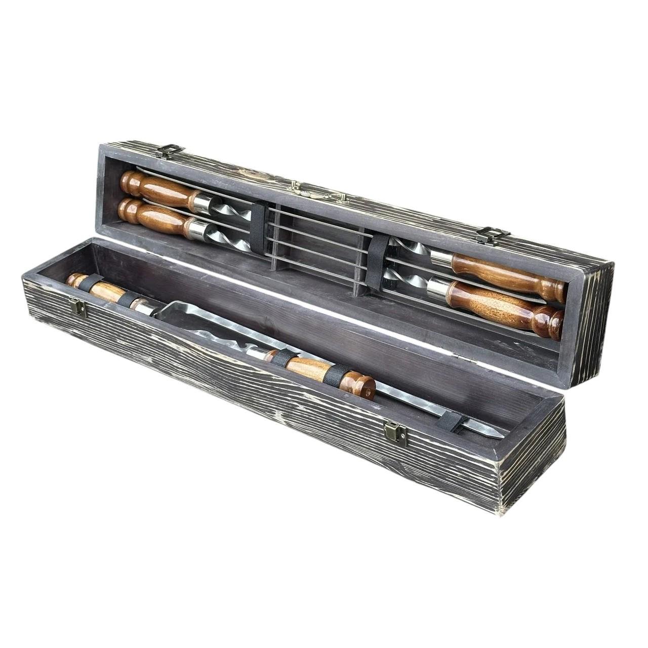 Подарочный набор шампуров Mzavod ШашлыКейс из нержавеющей стали в деревянном кейсе 720x120x130 мм (136-17-1190110000867)