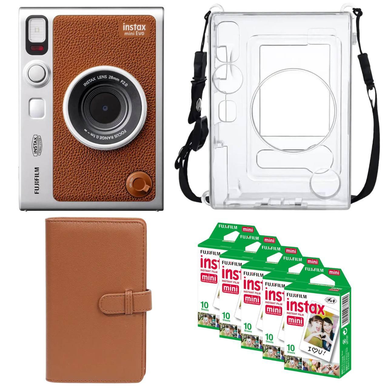 Подарунковий набір Fujifilm Instax Mini EVO фотопапір 50 шт./чохол/фотоальбом 108 фото Коричневий
