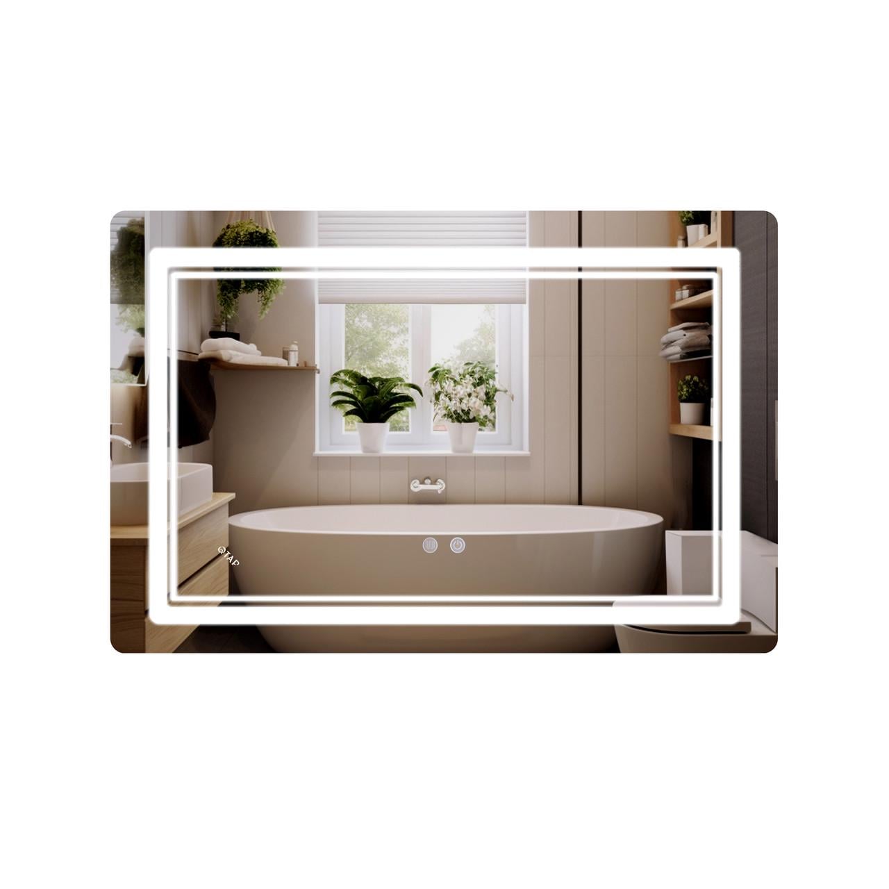 Зеркало для ванной комнаты Qtap Cardinal CA2 LED-подсветка Touch/антизапотевание/димер/регулировка температры цвета 800х600 мм