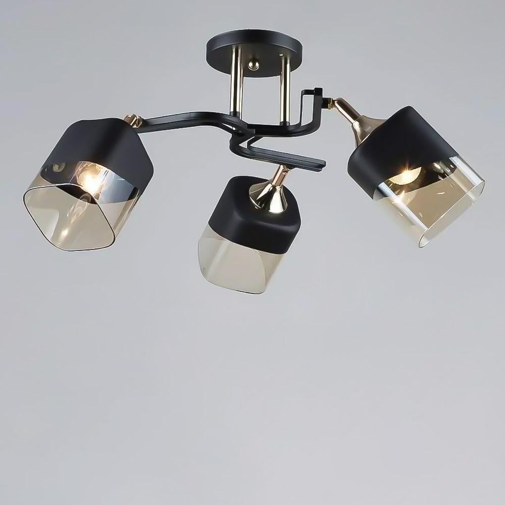 Люстра потолочная Light House SR-19617/3 BK/FGD E27 Черный/Золотой/Черный/Янтарный