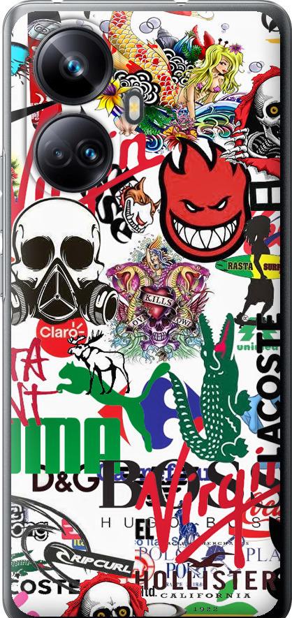 Чехол на Realme 10 Pro Plus Many different logos (4022u-2944-42517)