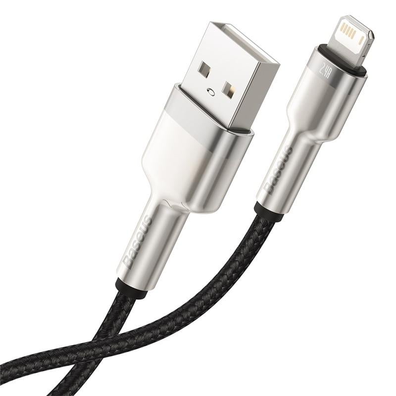 USB кабель BASEUS Lightning Cafule Series Metal Data Cable 1 м 2,4 A Black - фото 1