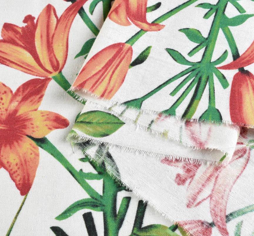 Тканина льон листя ширина 145 см Білий (12652.005)