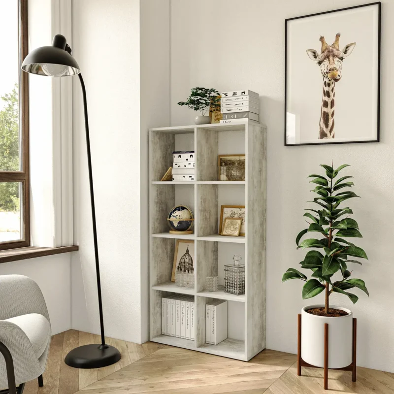 Стелаж GT10 для книг та декору на 8 комірок 720х280х1427 мм ДСП 16 мм Бетон (20320151) - фото 4 Стелаж GT10 для книг та декору на 8 комірок 720х280х1427 мм ДСП 16 мм Бетон (20320151) - фото 4